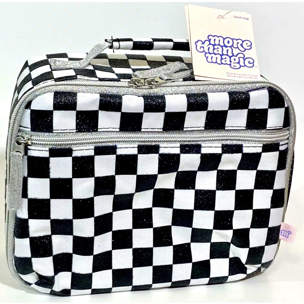 Checkerboard Portable Insulated Lunch Bag Zippered